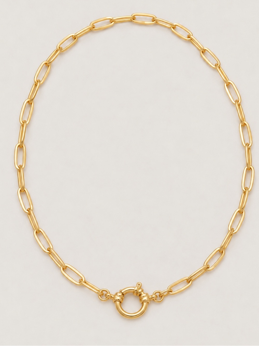 New! 18K Gold Plated Cy Paperclip Chain Sailor Clasp Necklace NWOT